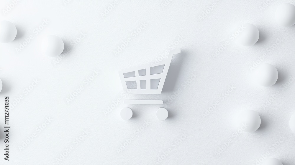 Aufkleber a minimalistic shopping cart icon rendered in a geometric style, using basic shapes and clean lines 