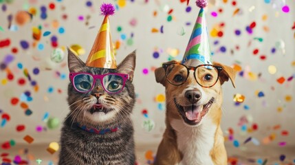 Fototapeta premium New Year 2025 Happy Pet Celebration