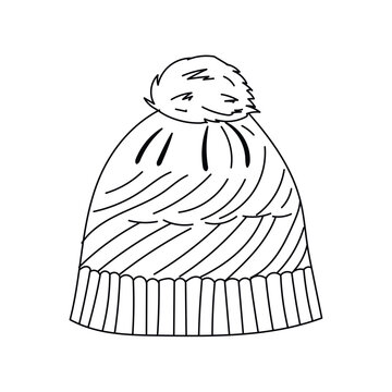 black and white winter hat clip art preview