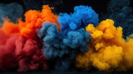 Fototapeta premium A colorful cloud of smoke with red, blue, and yellow colors