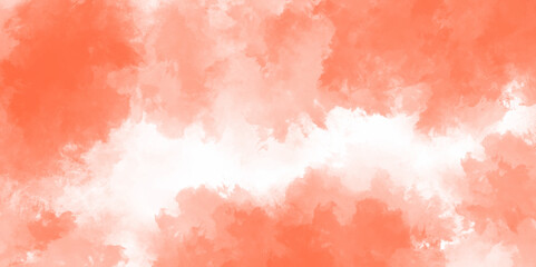 Peach Fuzz color Grunge cloud like background design. Abstract painted peach watercolor background on paper texture vector. Abstract background with cloud smoke. Fantasy smooth hand drawn digital art 