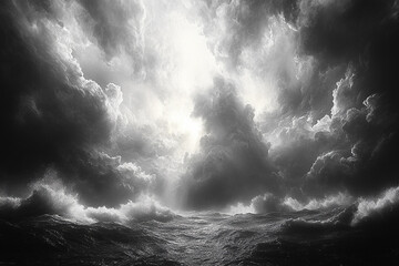 Obraz premium Dramatic Ocean Waves Under a Stormy Sky