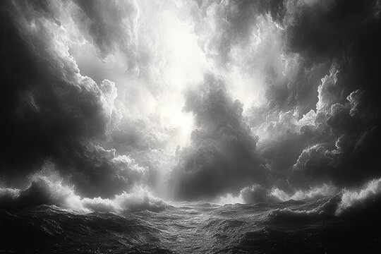 Dramatic Ocean Waves Under a Stormy Sky