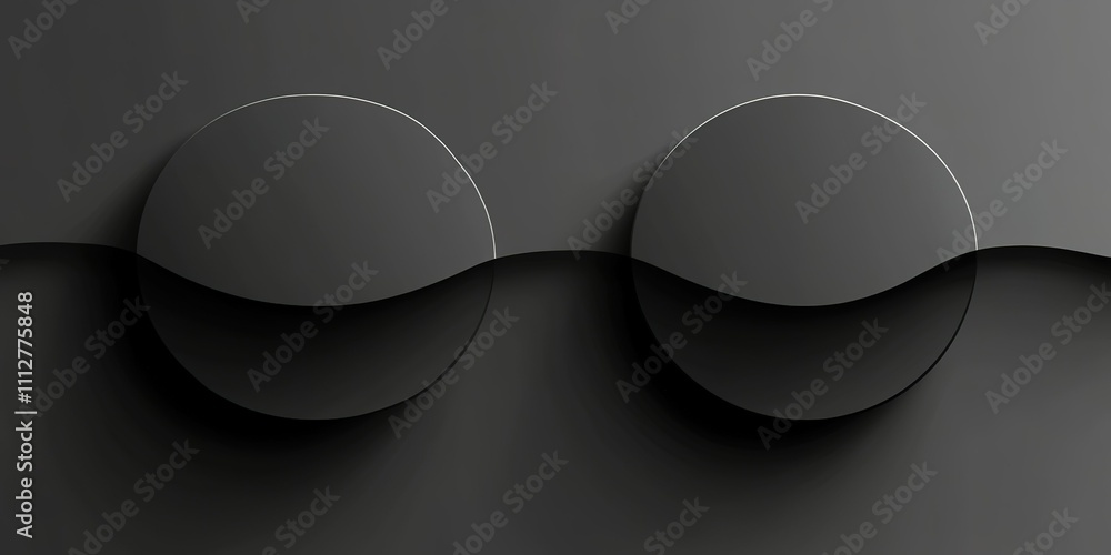 Poster abstract black and gray geometric shapes create an illusion of depth and movement in a minimalist de