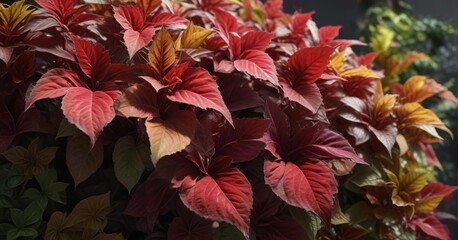 Colorful foliage on a Coleus blumei solenostemon kong empire plant, flowering plant, tropical plant