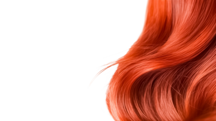 Red shiny hair isolated on transparent background PNG.
