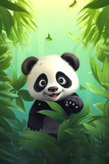 Panda in the forest Generative AI