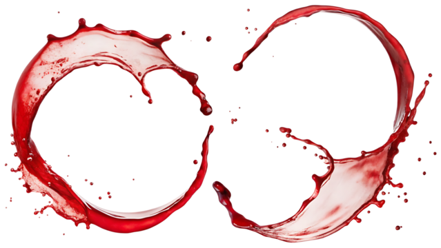 red splashes juice wine on a white background.AI GENERATED