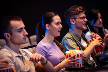 People watching a movie in the cinema.