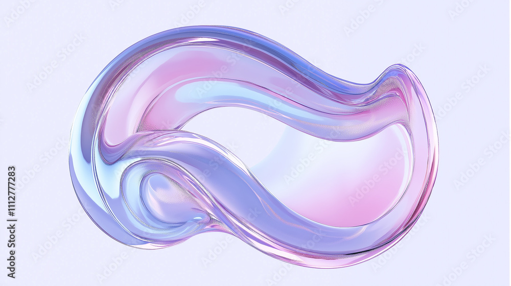 Poster abstract pastel swirl creating a transparent and iridescent shape