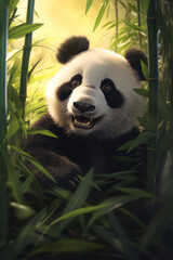 Obraz premium Panda in the forest Generative AI