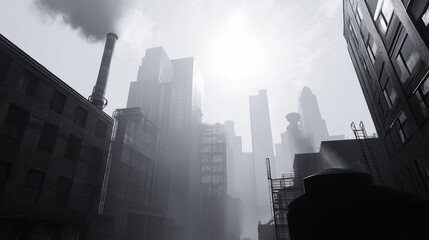 Obraz premium Industrial high-rise in black and white for modern architecture visuals. 