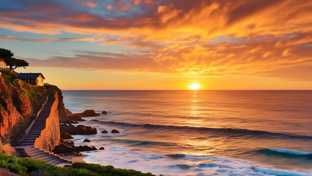 Landscape with sunset over Portuguese West coast