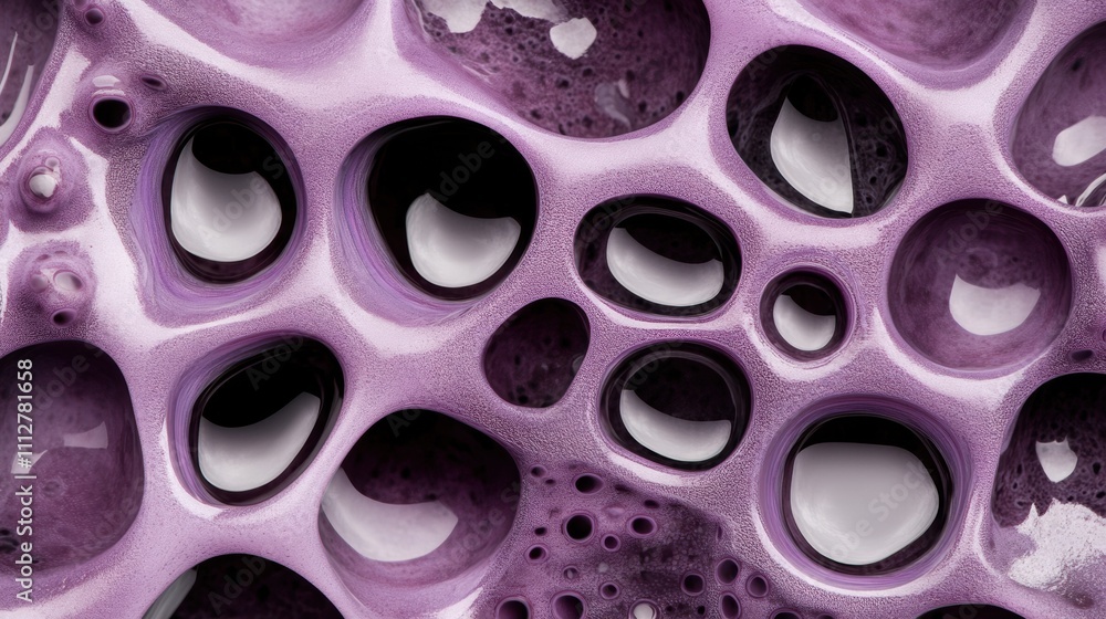 Poster purple bubbles create an abstract, mesmerizing pattern with glossy reflections, ai