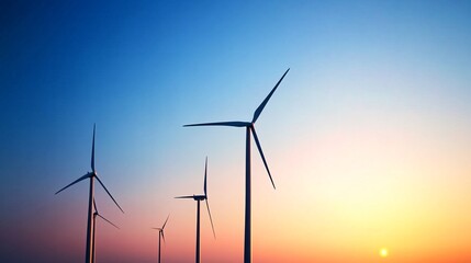 Fototapeta premium Wind Turbines Against a Sunset Sky