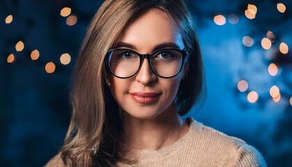 Studio portrait of a beautiful fashion model in glasses