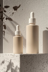 Elegant minimalist skincare display showcasing harmony between size and form on a clean background