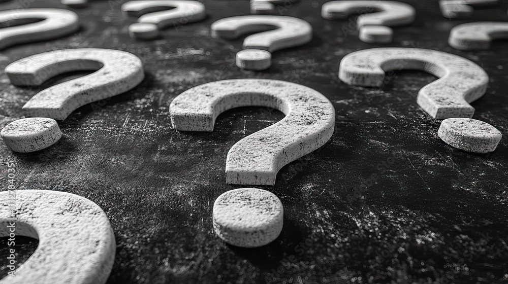 Aufkleber craft a pattern with chalk like white question marks on a blackboard style background evoking a sense of inquiry and educatio