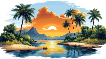 desert oasis clipart design concep