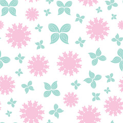 seamless repeat pattern with pink flowers, green butterfly on white background perfect for fabric, scrap booking, wallpaper, gift wrap projects