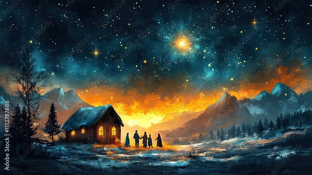 Canvas Prints digital of nativity scene