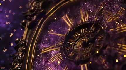 Obraz premium Luxurious clock showing 2025 in starry sky backdrop hyperrealistic