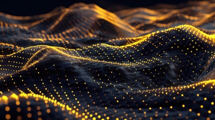 Abstract Digital Landscape with Glowing Particles