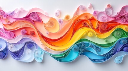 Vibrant Rainbow Paper Quilling Art: A Colorful Abstract Creation