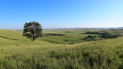 Obraz premium A tree stands in a field of grass