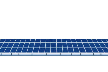 A solar panel featuring numerous blue photovoltaic cells arranged in a rectangular formation.