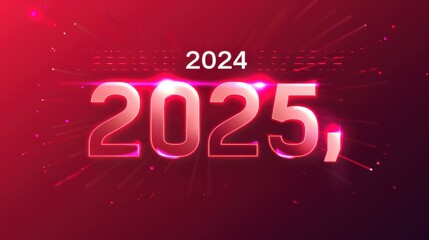 Futuristic New Year design transition from 2024 to 2025