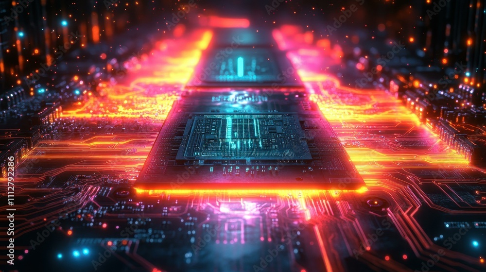 Poster cpu and microcircuits image abstract engineering abstract image one main object high quality very de