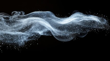 fast flowing air jet shown as a technical diagram of fluid dynamics analysis arrows on a black backgroun