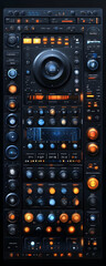 Futuristic digital audio workstation interface.