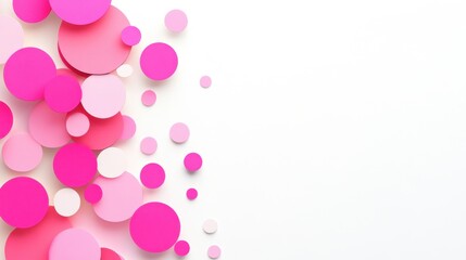 Collection of pink and white circles of various sizes, arranged in a vertical line on a white background