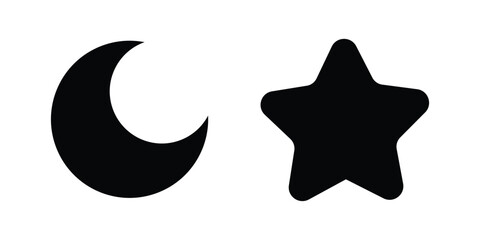 Moon and stars, vector icon. Silhouette graphic elements. Icon sleep. Half moon with star.