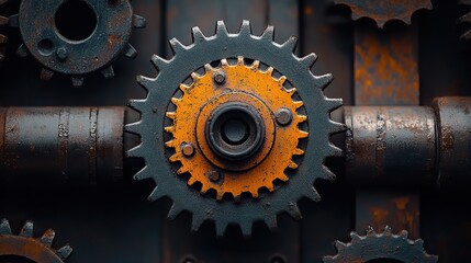 gears are black with a dark wallpaper a close up of a gearbox featuring a unique color feature industrial mechanical background featuring planetary gea