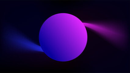 Blue and pink force swirling light over circle presentation background