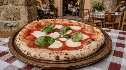 Authentic italian cuisine experience with classic pizza napoletana in rustic setting