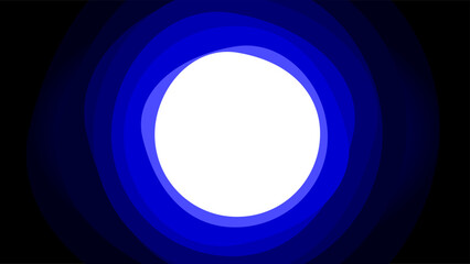 White circle frame glowing amidst stacks of blue shapes background
