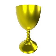Golden trophy cup design in 3D rendering for celebration events