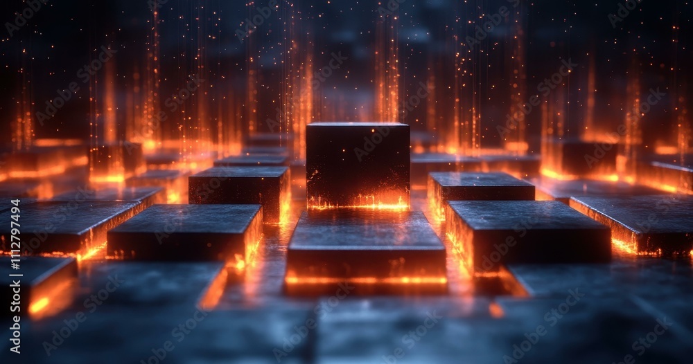 Aufkleber digital security pattern. futuristic glowing circuit board with illuminated microchips technology co