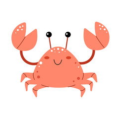 Cute crab. Sea and ocean animal. Vector illustration isolated on white background