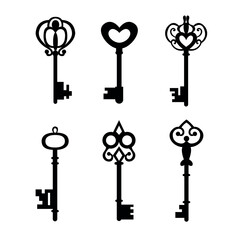 Set of keys on a white isolated background.
