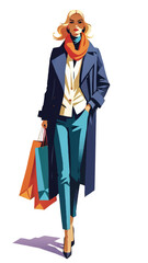woman with shopping bags vector