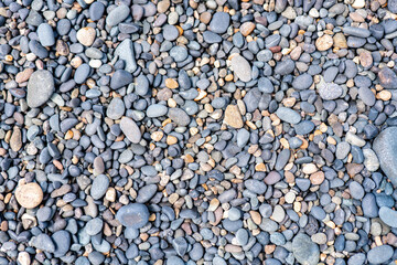 Natural pebble mosaic background with smooth round stones
