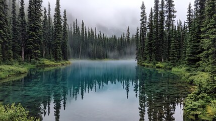 Obraz premium A lake with a forest in the background