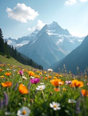landscape with flowers