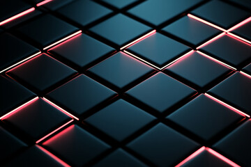 Naklejka premium Photo of black cubes with a red glow