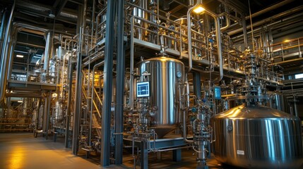 Industrial Facility: Stainless Steel Tanks and Piping Systems